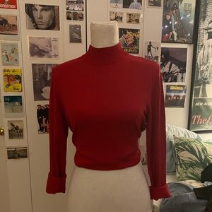 Red mock neck sweater